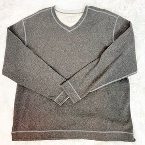 TOMMY BAHAMA BROWN REVERSIBLE TO OFF-WHITE V-NECK LONG SLEEVE SHIRT MENS XL